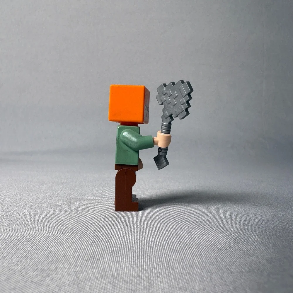 LEGO Minecraft Alex Minifigure with Stone Axe Accessory Green Tunic Brown Pants